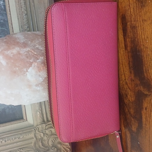 Like New! Kate Spade Wellesley Neda Zip Around Wallet hot pink pillbox red color - Picture 9 of 11